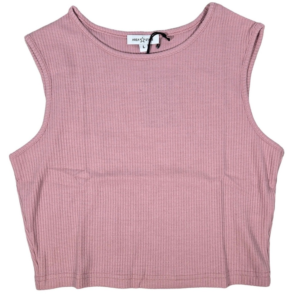 AREA STARS Mauve Waffle Knit Cropped Tank‎ Top Sleeveless Size L